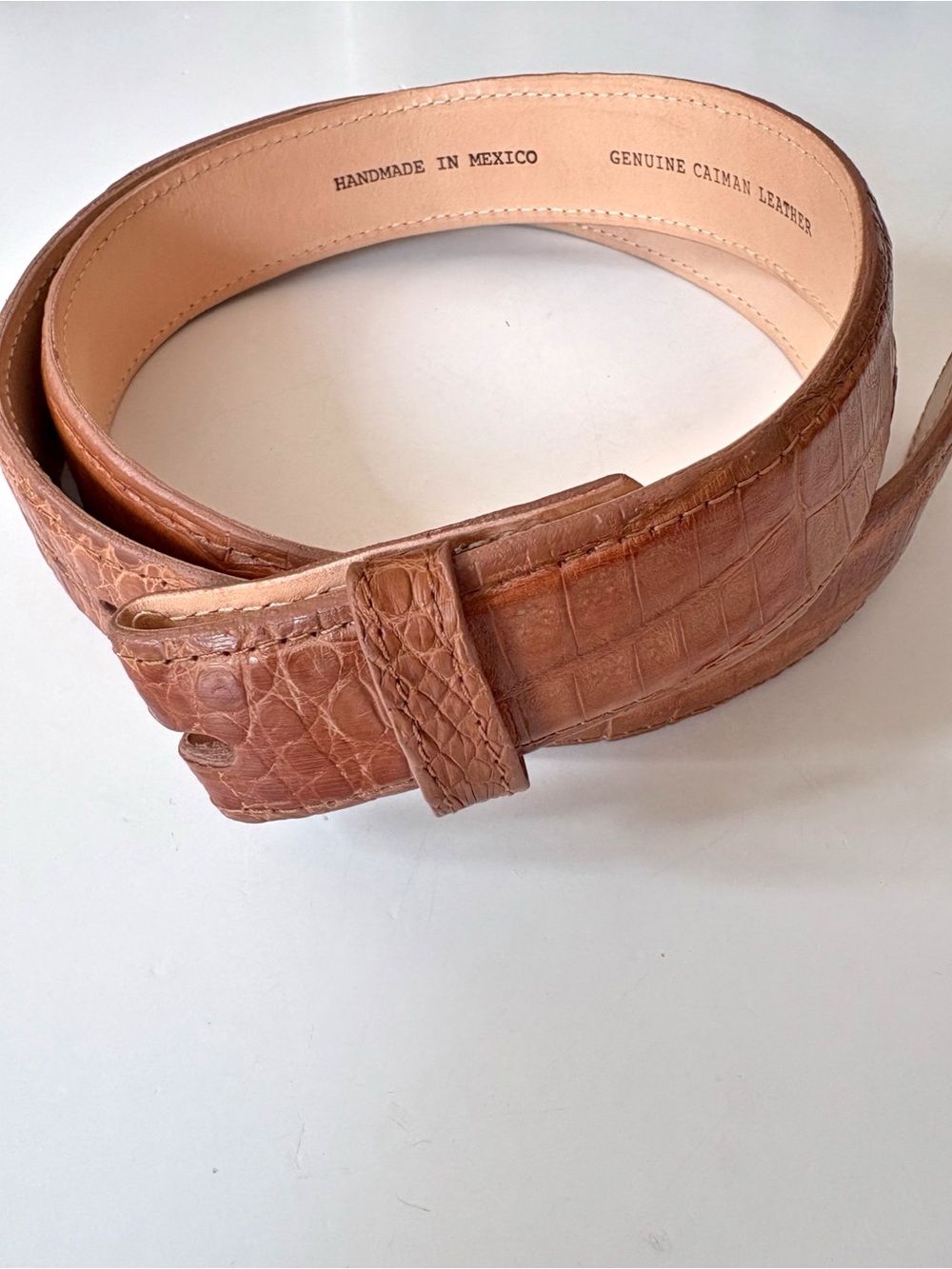 Tecovas || Caiman Leather Belt Exotic Alligator Crocodile Cognac Tan 40